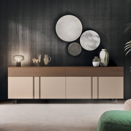 Mobile Credenza da Soggiorno in Legno Ecologico con Cassetti di Lusso - Serris Viadurini