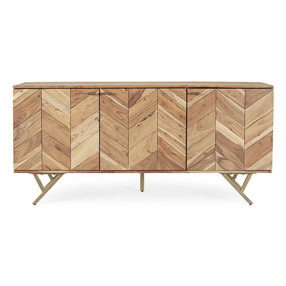 Mobile Credenza in Legno di Acacia 3 Ante Design Etnico Homemotion - Carla Viadurini