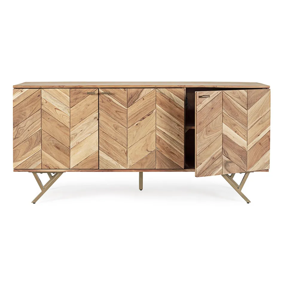 Mobile Credenza in Legno di Acacia 3 Ante Design Etnico Homemotion - Carla Viadurini