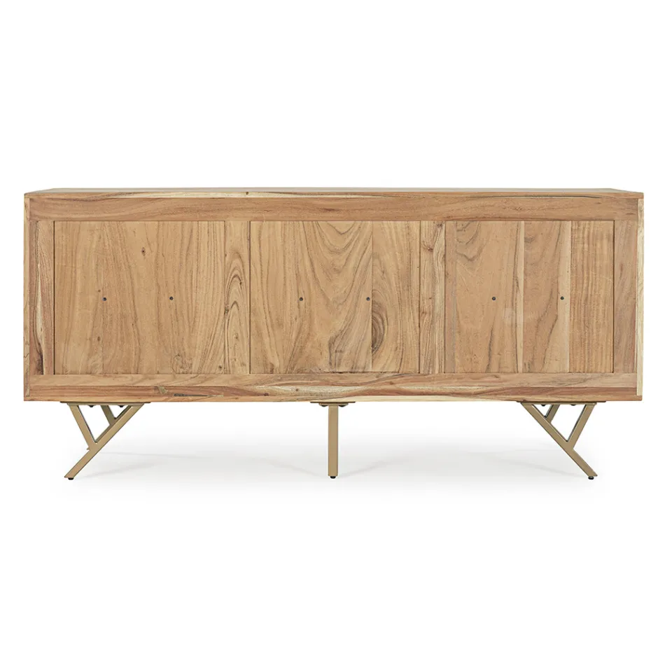 Mobile Credenza in Legno di Acacia 3 Ante Design Etnico Homemotion - Carla Viadurini