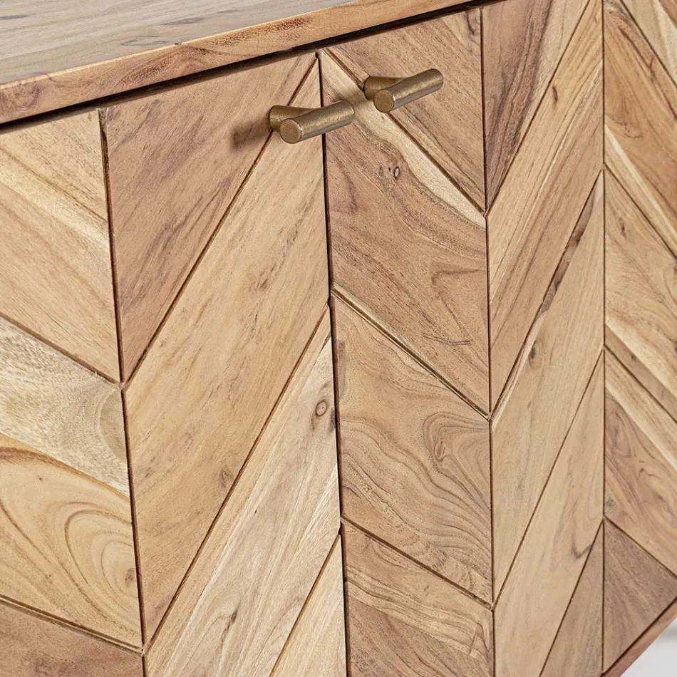 Mobile Credenza in Legno di Acacia 3 Ante Design Etnico Homemotion - Carla Viadurini