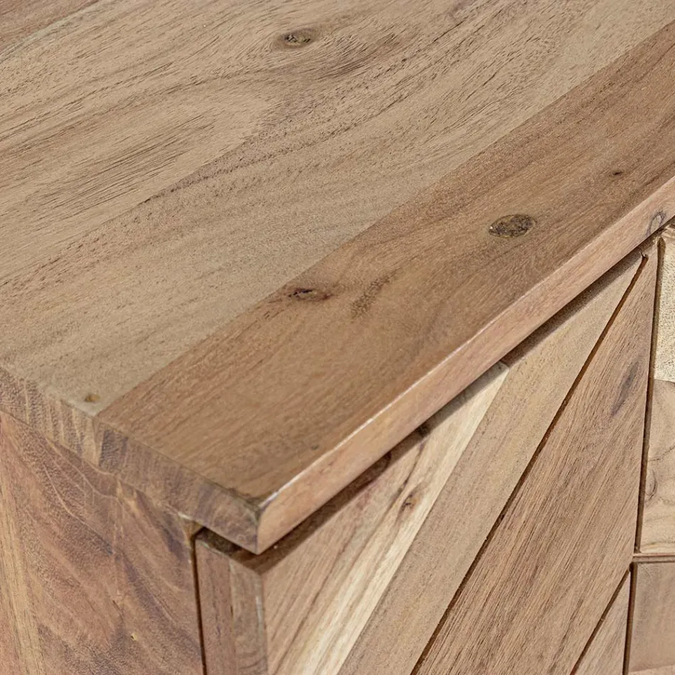 Mobile Credenza in Legno di Acacia 3 Ante Design Etnico Homemotion - Carla Viadurini