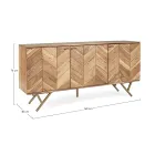 Mobile Credenza in Legno di Acacia 3 Ante Design Etnico Homemotion - Carla Viadurini