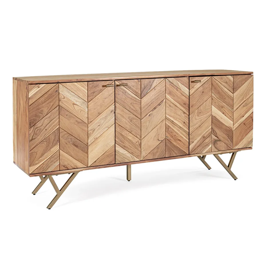 Mobile Credenza in Legno di Acacia 3 Ante Design Etnico Homemotion - Carla Viadurini