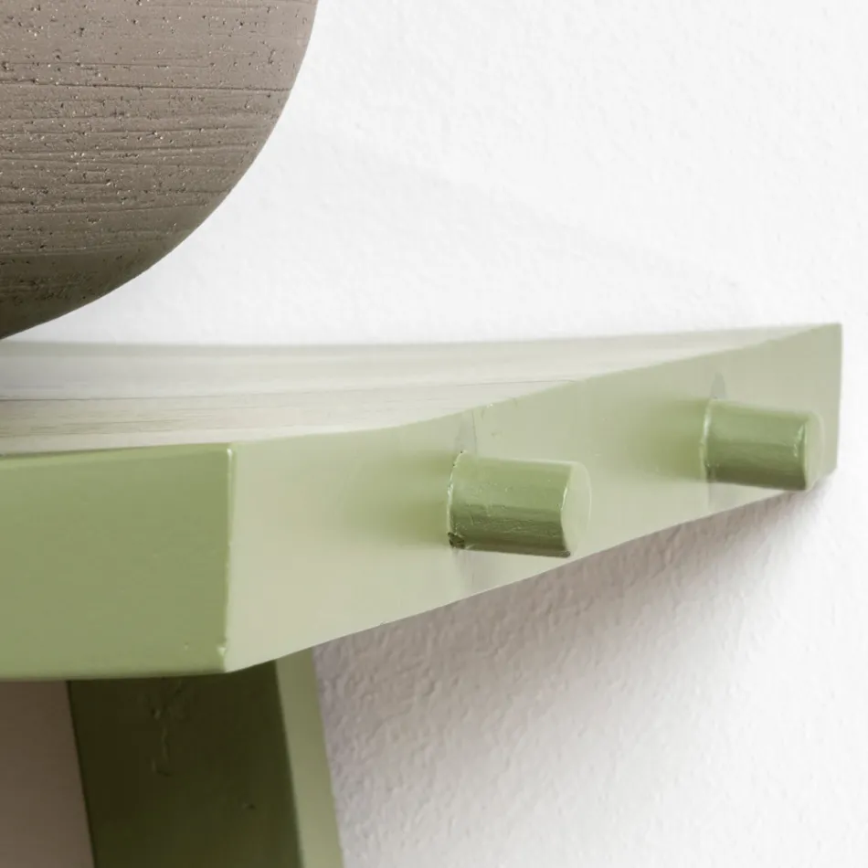 Mobile da Bagno a Terra con Finitura in Teak e Ripiano ampio Verde - Raomi Viadurini