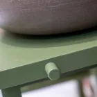 Mobile da Bagno a Terra con Finitura in Teak e Ripiano ampio Verde - Raomi Viadurini