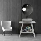 Mobile da Bagno a Terra con Finitura in Teak Naturale Color Grigio - Crina  Viadurini