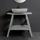 Mobile da Bagno a Terra con Finitura in Teak Naturale Color Grigio - Crina  Viadurini