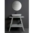 Mobile da Bagno a Terra con Finitura in Teak Naturale Color Grigio - Crina  Viadurini