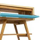 Mobile da Bagno Blu a Terra in Teak Naturale con Cassetto Colorato - Gatien Viadurini