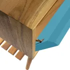 Mobile da Bagno Blu a Terra in Teak Naturale con Cassetto Colorato - Gatien Viadurini