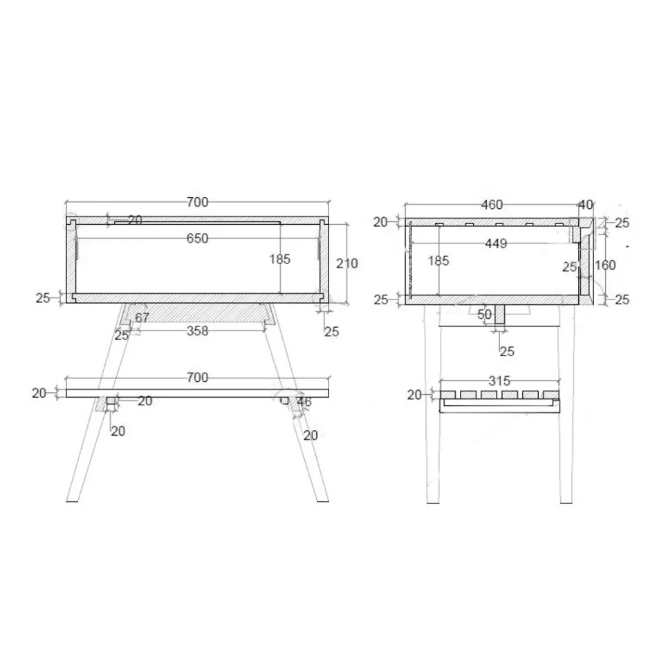 Mobile da Bagno Blu a Terra in Teak Naturale con Cassetto Colorato - Gatien Viadurini