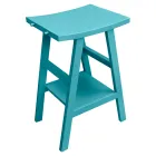 Mobile da Bagno in Teak con Top Semicurvo e Comodo Ripiano Blu - Raomi Viadurini