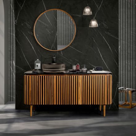 Mobile da Bagno in Teak Massello e Mogano Realizzato a Mano - Heliconia  Viadurini