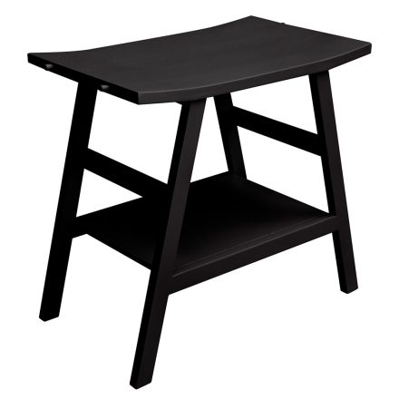 Mobile da Bagno Moderno in Teak con Top e Appoggio Color Nero Matt - Crina Viadurini