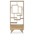 Mobile Libreria Soggiorno in Legno di Acacia e Cassetto Homemotion - Auriel Viadurini