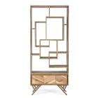 Mobile Libreria Soggiorno in Legno di Acacia e Cassetto Homemotion - Auriel Viadurini