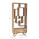 Mobile Libreria Soggiorno in Legno di Acacia e Cassetto Homemotion - Auriel Viadurini