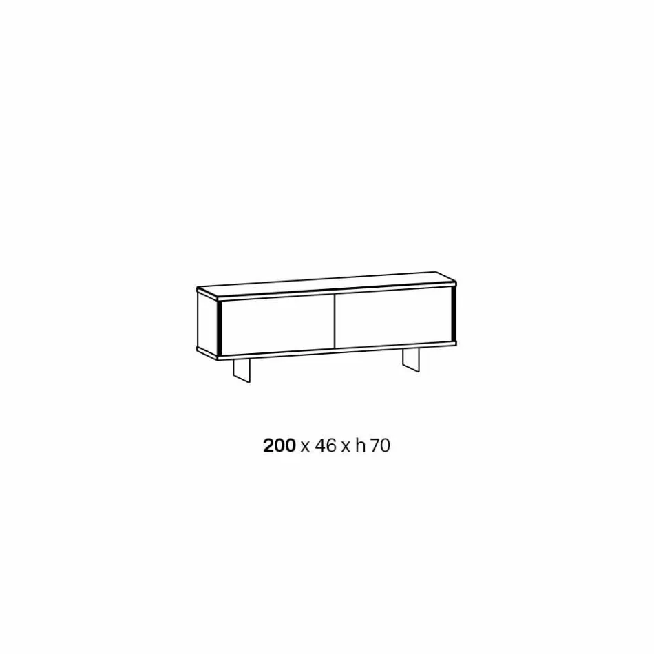 Mobile Madia da Soggiorno in Vetro Fumè e Marmo Verde o Rosso con Led - Leonarda Viadurini