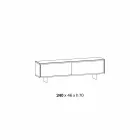 Mobile Madia da Soggiorno in Vetro Fumè e Marmo Verde o Rosso con Led - Leonarda Viadurini