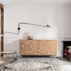 Mobile Madia in Legno Sheesham di Design a 4 Ante Homemotion - Fregene Viadurini