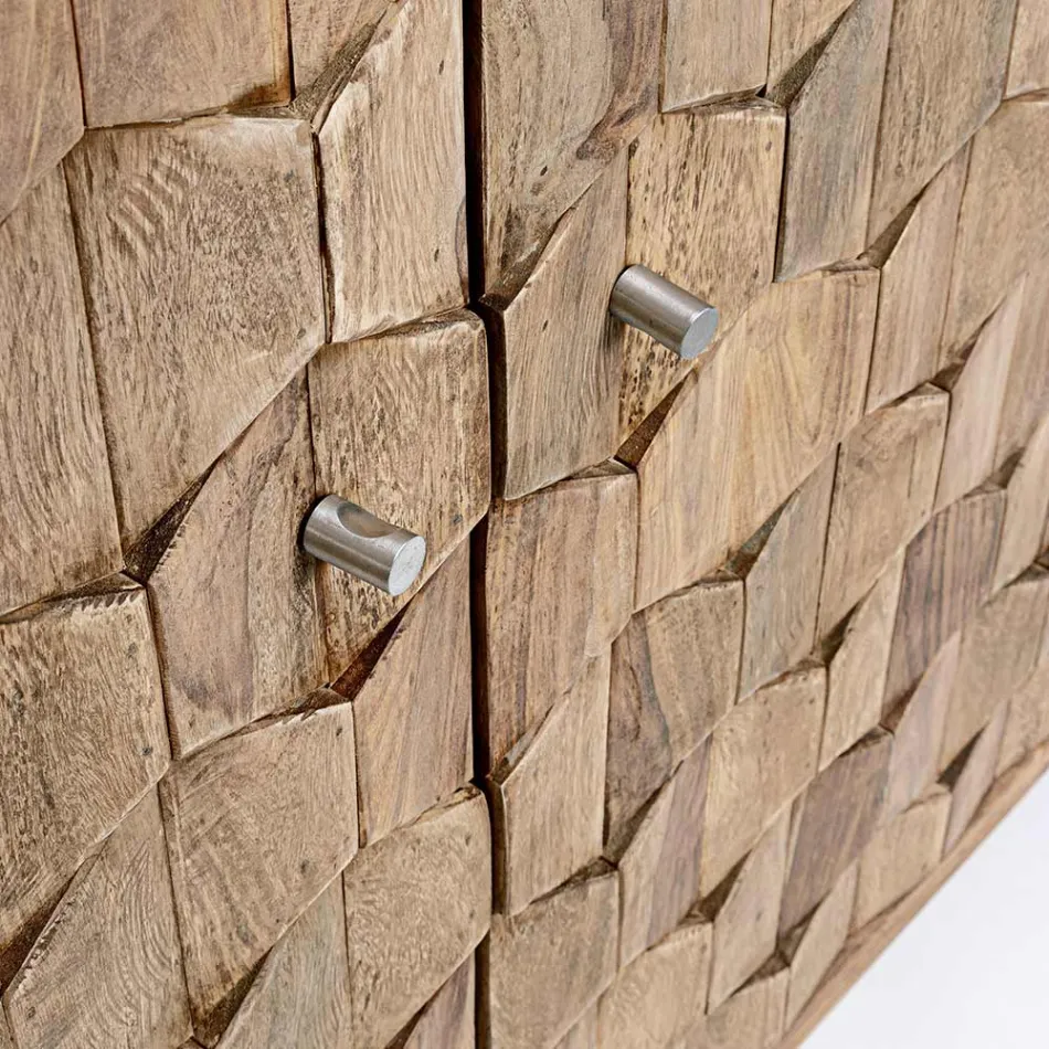 Mobile Madia in Legno Sheesham di Design a 4 Ante Homemotion - Fregene Viadurini