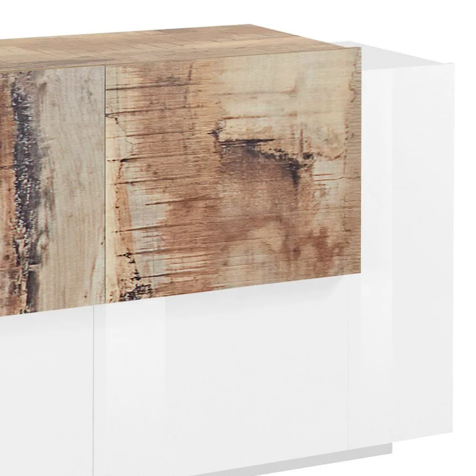 Mobile per Soggiorno 2 Ante e 2 Sportelli in Legno 2 Finiture - Theresse Viadurini