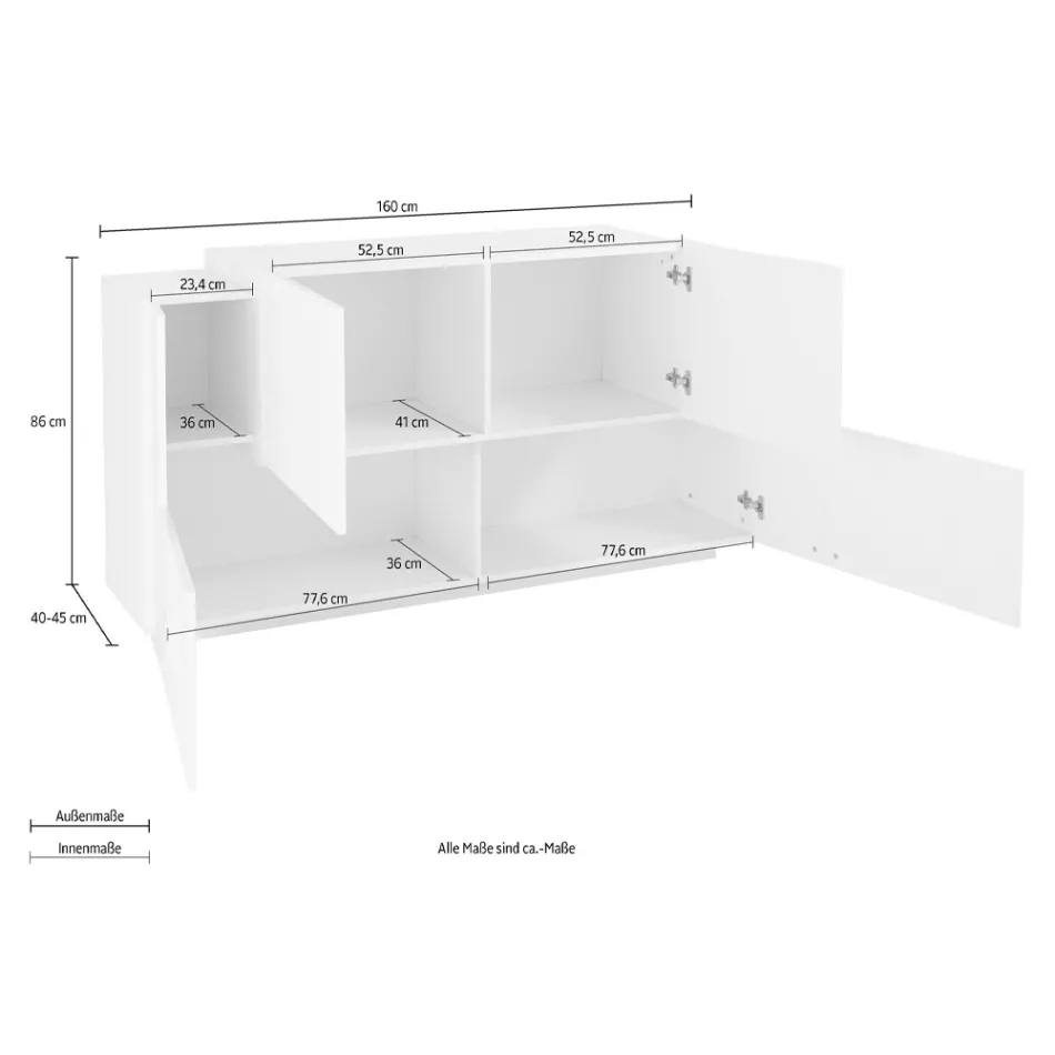 Mobile per Soggiorno 2 Ante e 2 Sportelli in Legno 2 Finiture - Theresse Viadurini
