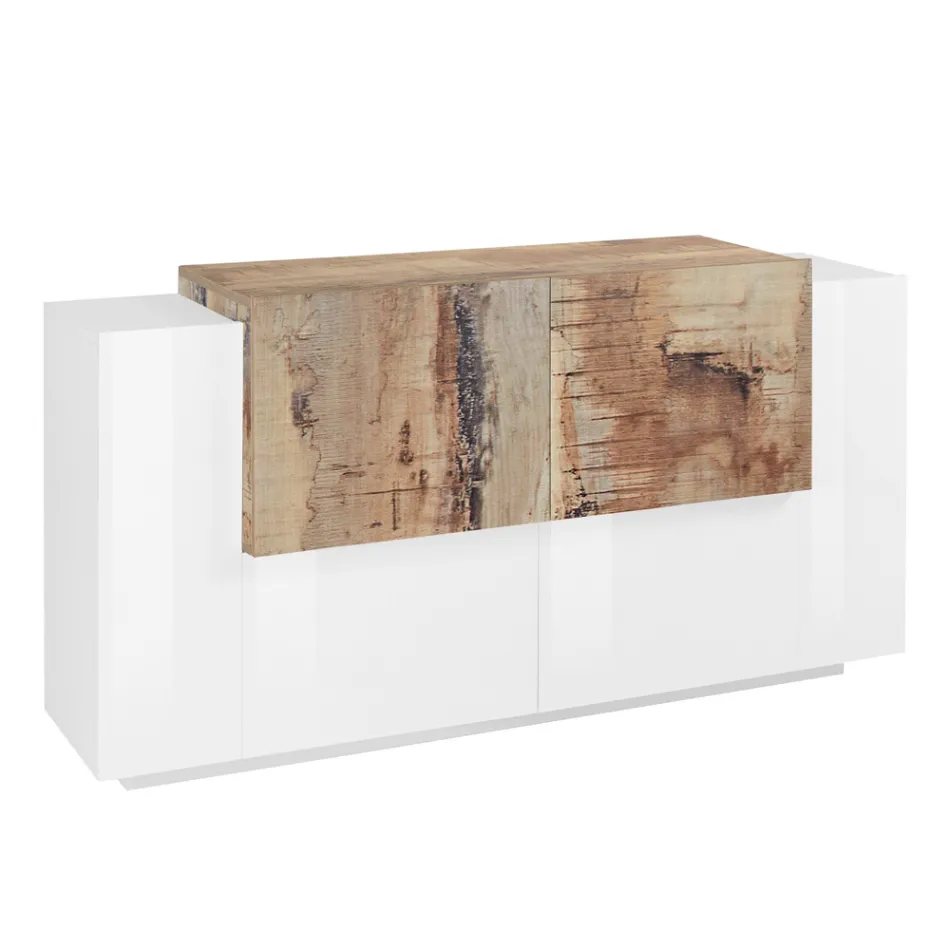 Mobile per Soggiorno 2 Ante e 2 Sportelli in Legno 2 Finiture - Theresse Viadurini