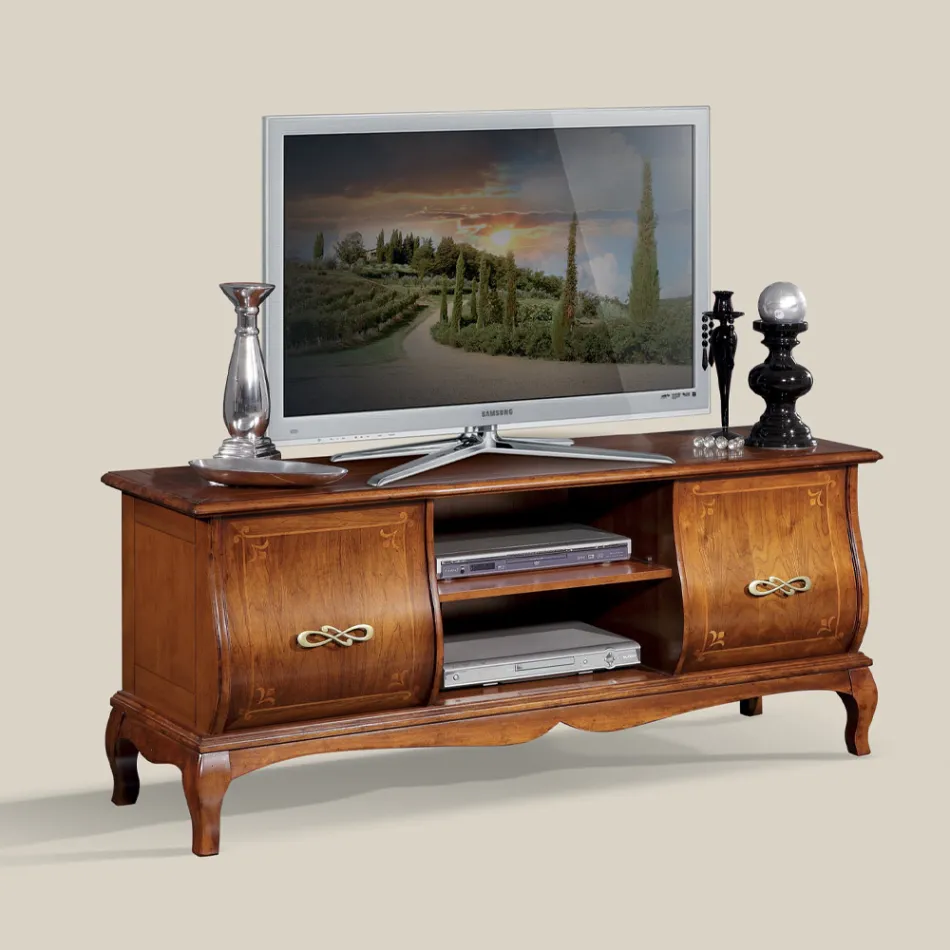 Mobile Porta Tv Classico in Legno con Intarsi Made in Italy - Hastings Viadurini