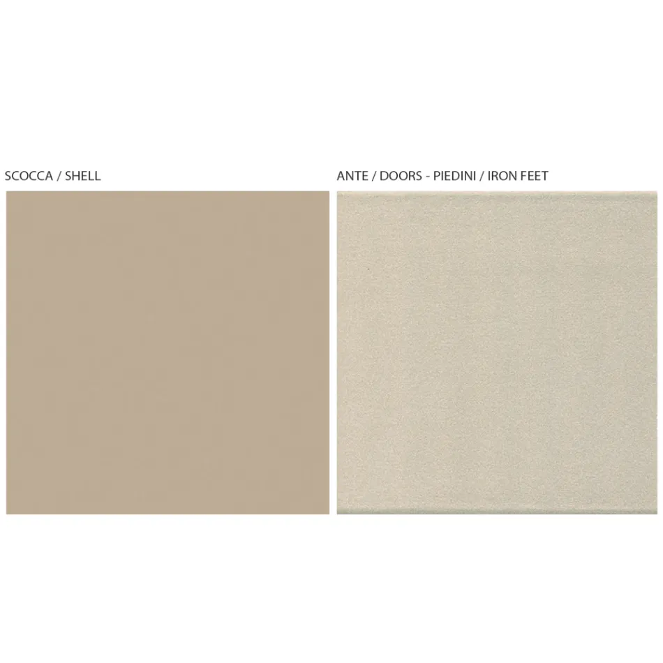 Mobile Porta TV con 2 Ante e 1 Cassetto in Finitura Nichel e Carbone - Inga Viadurini