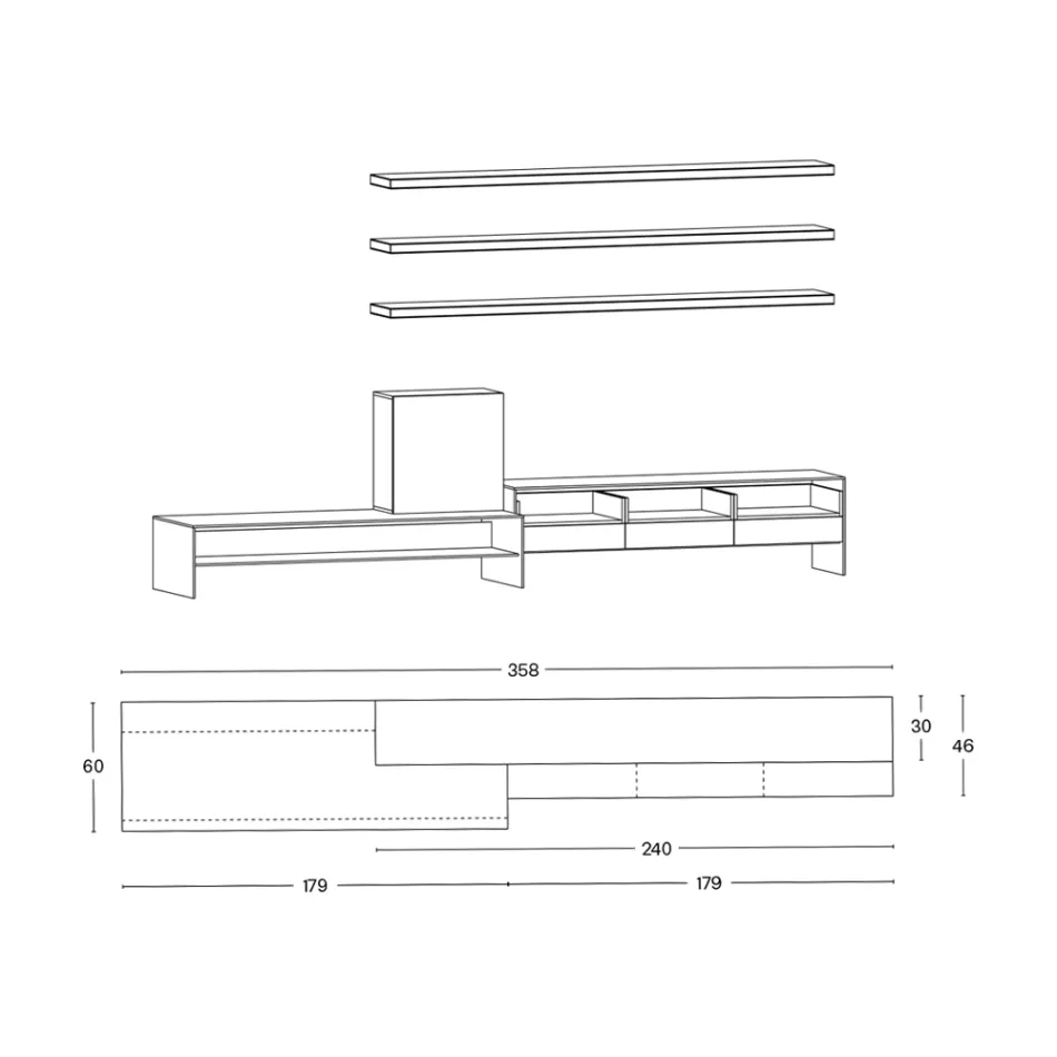 Mobile Porta Tv con 3 Mensole e Contenitore Battente Made in Italy - Roman Viadurini