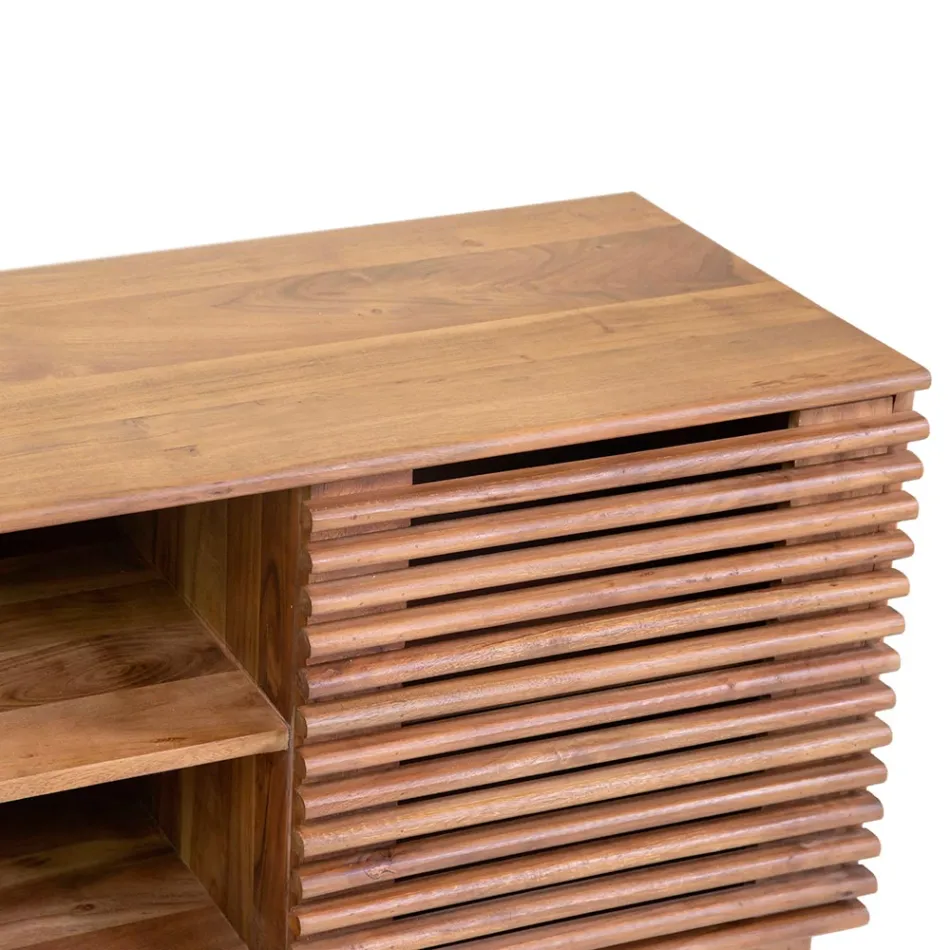 Mobile Porta Tv da Soggiorno Realizzata in Legno di Acacia - Vortice Viadurini