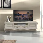 Mobile Porta Tv di Lusso Legno Bianco e Argento Made in Italy - Cheverny Viadurini
