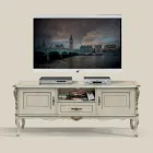 Mobile Porta Tv di Lusso Legno Bianco e Argento Made in Italy - Cheverny Viadurini