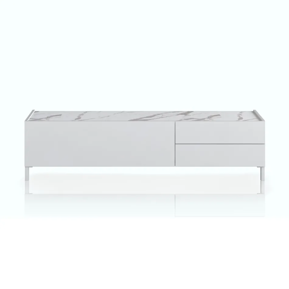 Mobile Porta Tv in Legno con 1 Anta e 2 Cassetti - Tantalo Viadurini