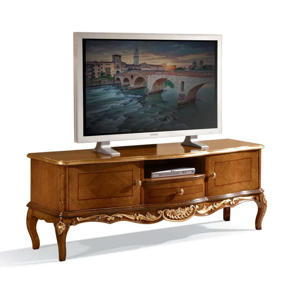 Mobile Porta Tv in Legno con Gambe Stile Classico Made in Italy - Chantilly Viadurini
