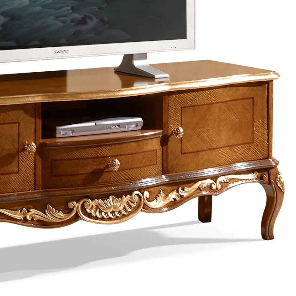 Mobile Porta Tv in Legno con Gambe Stile Classico Made in Italy - Chantilly Viadurini
