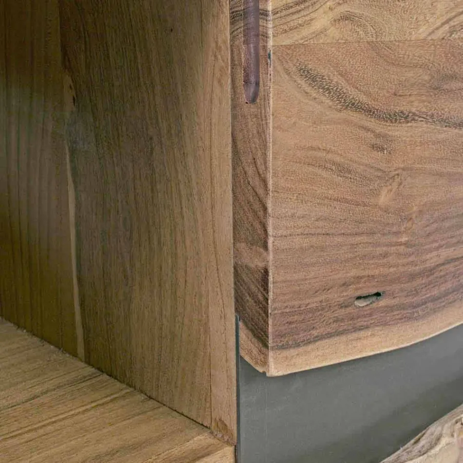 Mobile Porta Tv in Legno di Mango con Inserti in Metallo Homemotion - Sonia  Viadurini