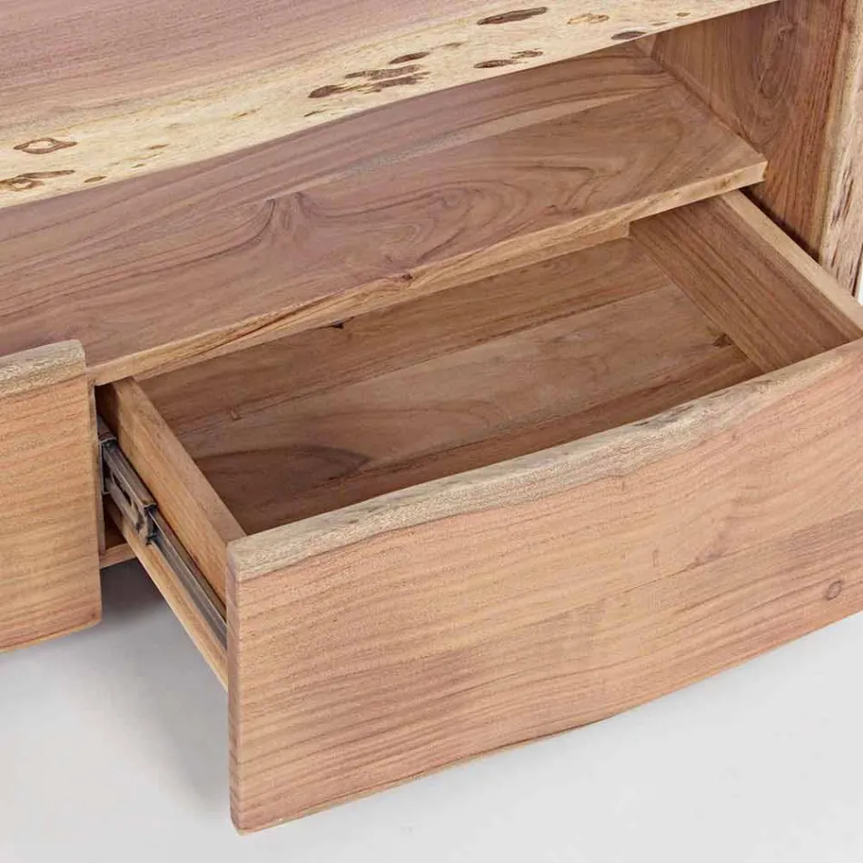 Mobile Porta Tv Moderno in Legno di Acacia con 3 Cassetti Homemotion - Lauro Viadurini