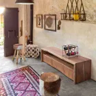 Mobile Porta Tv Moderno in Legno di Acacia con 3 Cassetti Homemotion - Lauro Viadurini