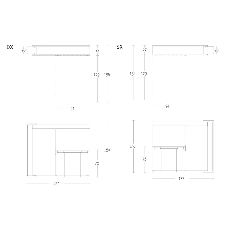 Mobile Rotante Multifunzione con Porta Tv e Tavolo Integrato Made in Italy - Illusione Viadurini