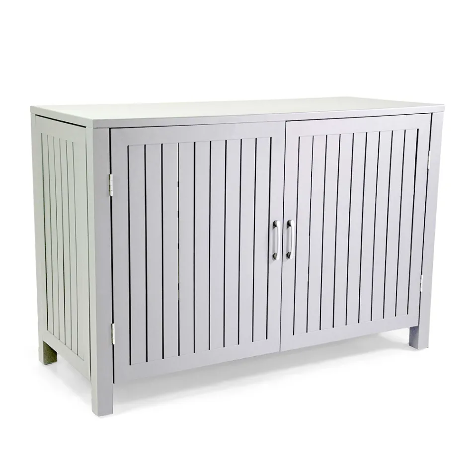 Mobiletto da Esterno in Alluminio con 2 Ante di Diverse Finiture - Hotel Viadurini