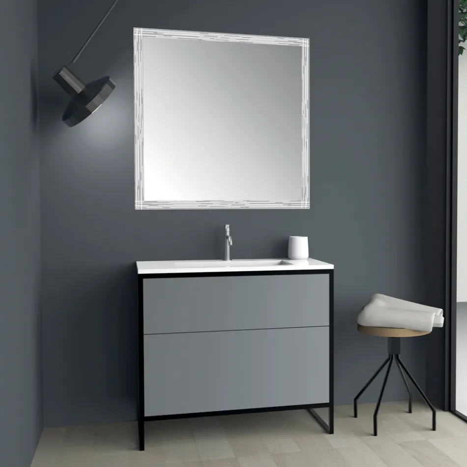 Mobili Arredo Bagno Design a Terra in Legno 90 cm di Lusso Made in Italy - Cizco Viadurini