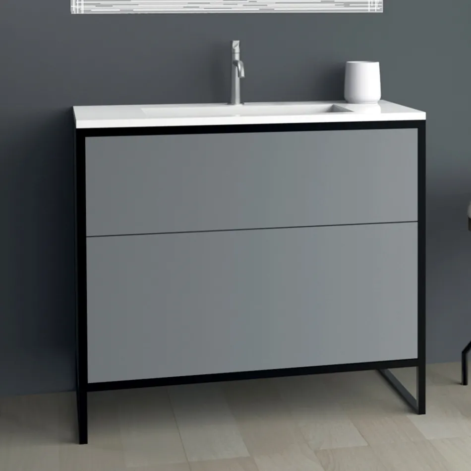 Mobili Arredo Bagno Design a Terra in Legno 90 cm di Lusso Made in Italy - Cizco Viadurini