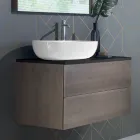 Mobili Bagno a Sospensione in Legno, Metallo e Ceramica L96 cm, Pregiati - Renga Viadurini