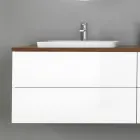 Mobili Bagno in Legno Bianco e Noce e Ceramica 156 cm Made in Italy - Renga Viadurini