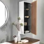Mobili Bagno in Legno Bianco e Noce e Ceramica 156 cm Made in Italy - Renga Viadurini