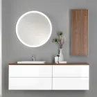 Mobili Bagno in Legno Bianco e Noce e Ceramica 156 cm Made in Italy - Renga Viadurini