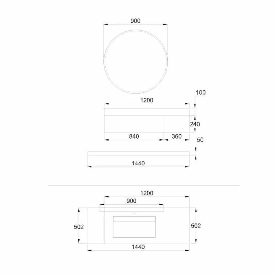 Mobili Bagno Sospesi Base Lavabo in Rame, 2 Cassetti, Mensola e Specchio - Renga Viadurini